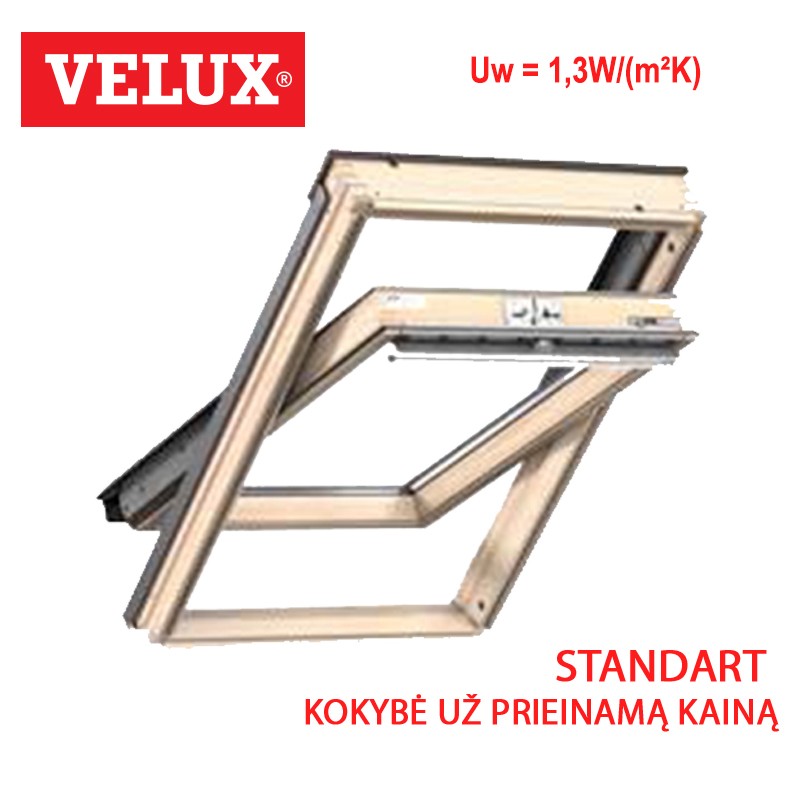 Stogo langas Velux GZL 1051 Standard matmenys 78 x 140 cm