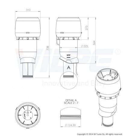 VILPE® E190P/125/IS/500 Stoginis ventiliatorius RR23