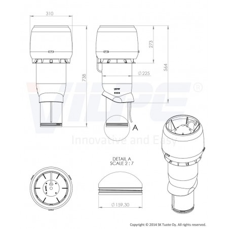 VILPE® E220P/160/IS/500 Stoginis ventiliatorius RR23